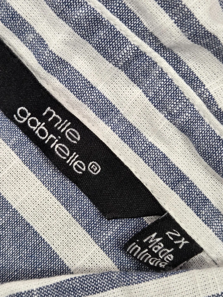 Mlle Gabrielle 2 X длинный льняной как синий белый в полоску туника блузка платье плюс 2 X - Изображение 3 из 4