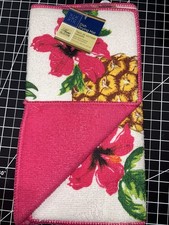 Summer kitchen dish drying mat set pineapple hibiscus floral fruits 11x17 in