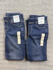 2x Cat Jack Girls Size 12 Medium Wash Mid Rise Pull On Denim Jeggings