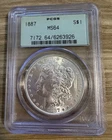 1887 Morgan Silver Dollar PCGS MS64