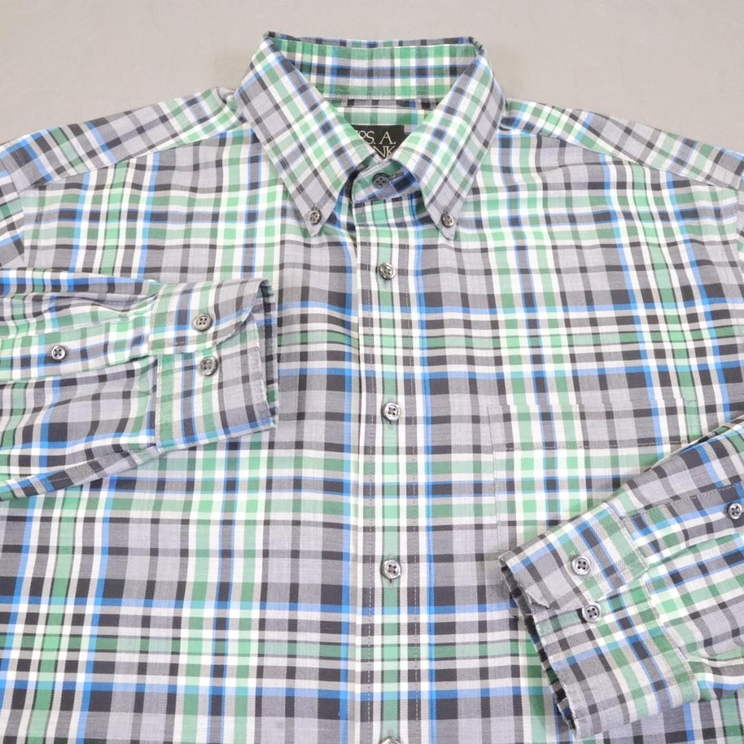 Jos A Bank Shirt Mens Large Multicolor Plaid Long Sleeve Button Down Tailored
