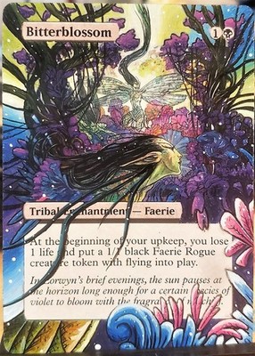 Bitterblossom - Full Art / Altered -  MTG / Magic the Gathering Alter