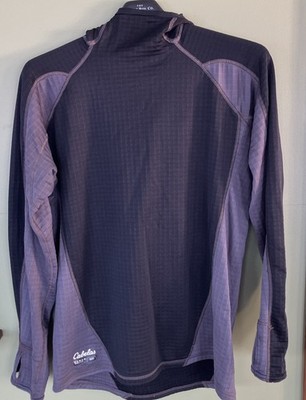Cabela's Shirt Mens Size L Black Gray ECWCS Baselayer Polartec Long Sleeve Hood