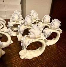 Vintage Porcelain Floral Napkin Rings Set Of 12