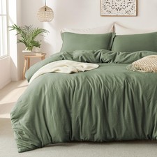 MILDLY Super Soft Duvet Cover - 100 Washed Microfiber Olive Green Comforter ...