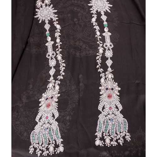 NEU $ 795 ALEXANDER MCQUEEN schwarzer Edelstein SCHATZ SKELETT Seide Chiffon SCHAL - Bild 14 von 16