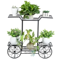 6-Tier Garden Cart Stand Elegant Flower Rack Display Pot Plant Holder Decor