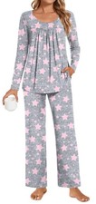 Plus Size Womens Pajama Set 2 Pieces Fall Long Sleeve Pjs Winter Ladies Pajam...