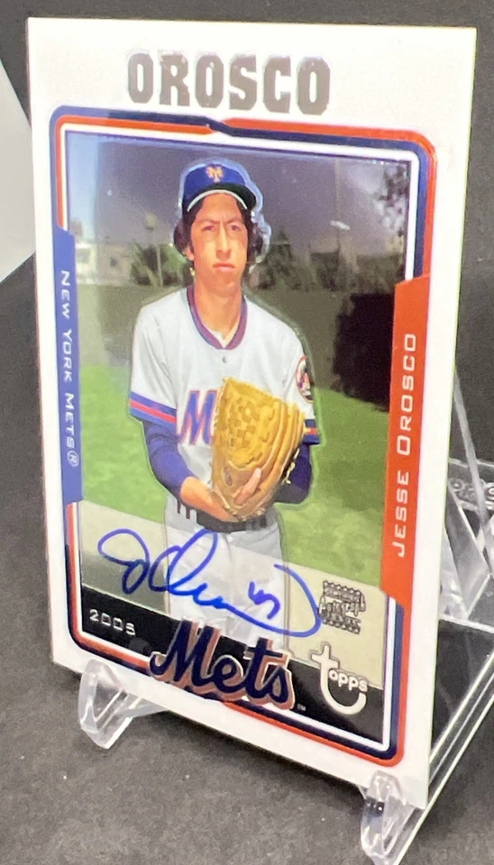 Topps 2005 edición exclusiva retirada Jesse Orosco New York Mets automático de colección MLB 00s Foto 3 de 4