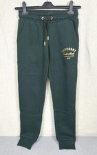 Superdry Womens Luxe Metallic Logo Slim Joggers Size UK8 XS Dark Green New