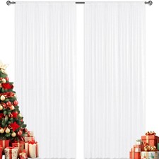 2 PCS White Sequin Backdrop Curtains Panels Photography Glitter Wedding