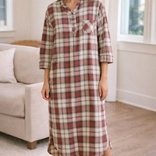 Vintage Oscar De La Renta Loungewear nightgown Red Plaid See Measurements