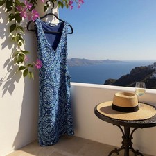 NEW YORK & COMPANY Medallion Print Ruffle Wrap Mesh Dress Womens Small