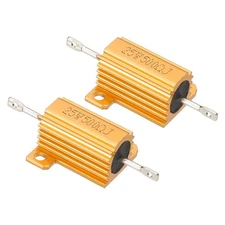 25W 500 Ohm Aluminum Shell Resistor, 2pcs Housing Resistor 5% Tolerance, Golden