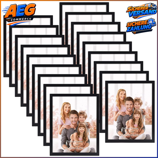 Bilderrahmen 20X25 Cm Schwarz 18 StüCk Fotorahmen Collage Set FüR Wohnzimmer-image