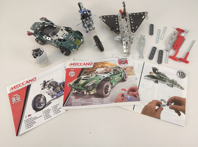 Meccano Construction Education Toy´s Auto, Flugzeug, Motorrad (1M1)