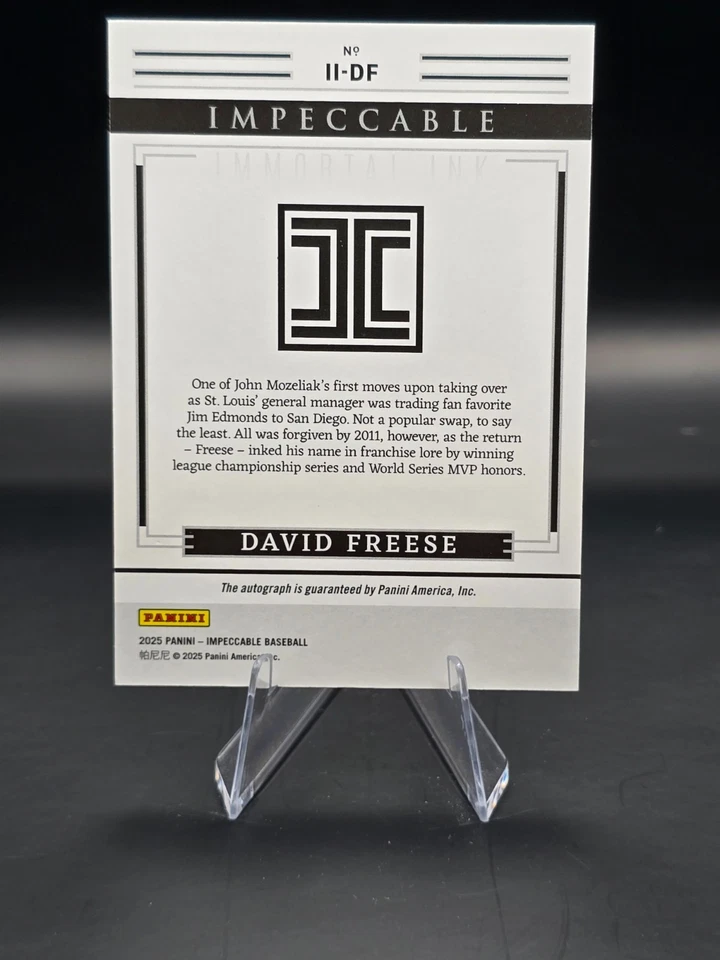 DAVID FREESE 2025 Panini Impecable Tinta Inmortal AUTO 1/25 Cardenales Foto 2 de 2