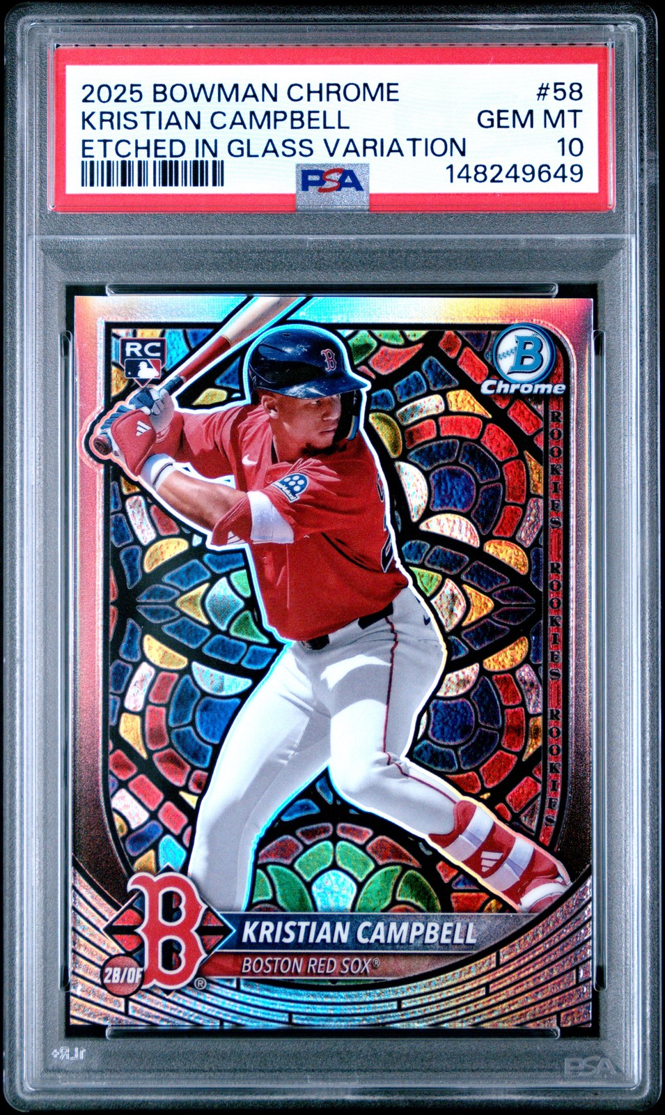 2025 BOWMAN CHROME ETCHED IN GLASS VARIATION #58 KRISTIAN CAMPBELL PSA 10