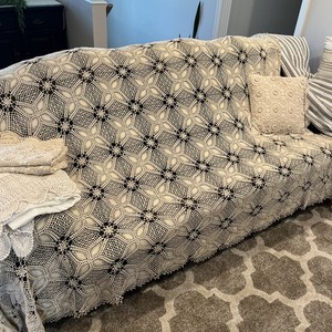 Queen Size lace Bed Topper W/ Queen Size Bed Skirt, 2 Shams & a Throw Pillow