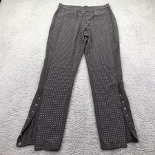 Halston Heritage Pants Womens 10 Gray Silk Satin Studded Snap Side Dress Party