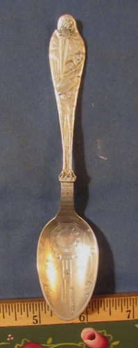 VINTAGE STORK WITH EYE GLASSES STERLING SILVER BIRTH SOUVENIR SPOON 5 3/4 1 OZ