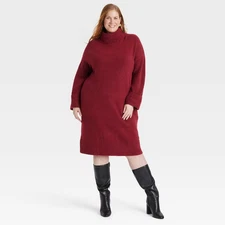 Women's Long Sleeve Cozy Knitted Midi Sweater Dress - Ava & Viv