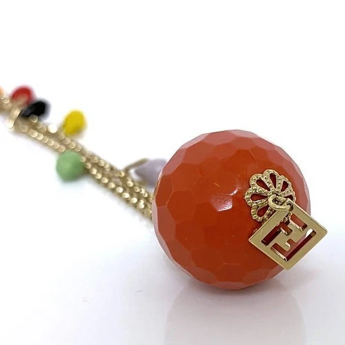 Collana lunga Fendi oro arancione multicolore perle GP accessori moda donna