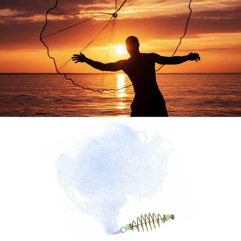 4PCS with Luminous Beads Fishing Gill Net Hand Throw Fishing Net Night Fishing