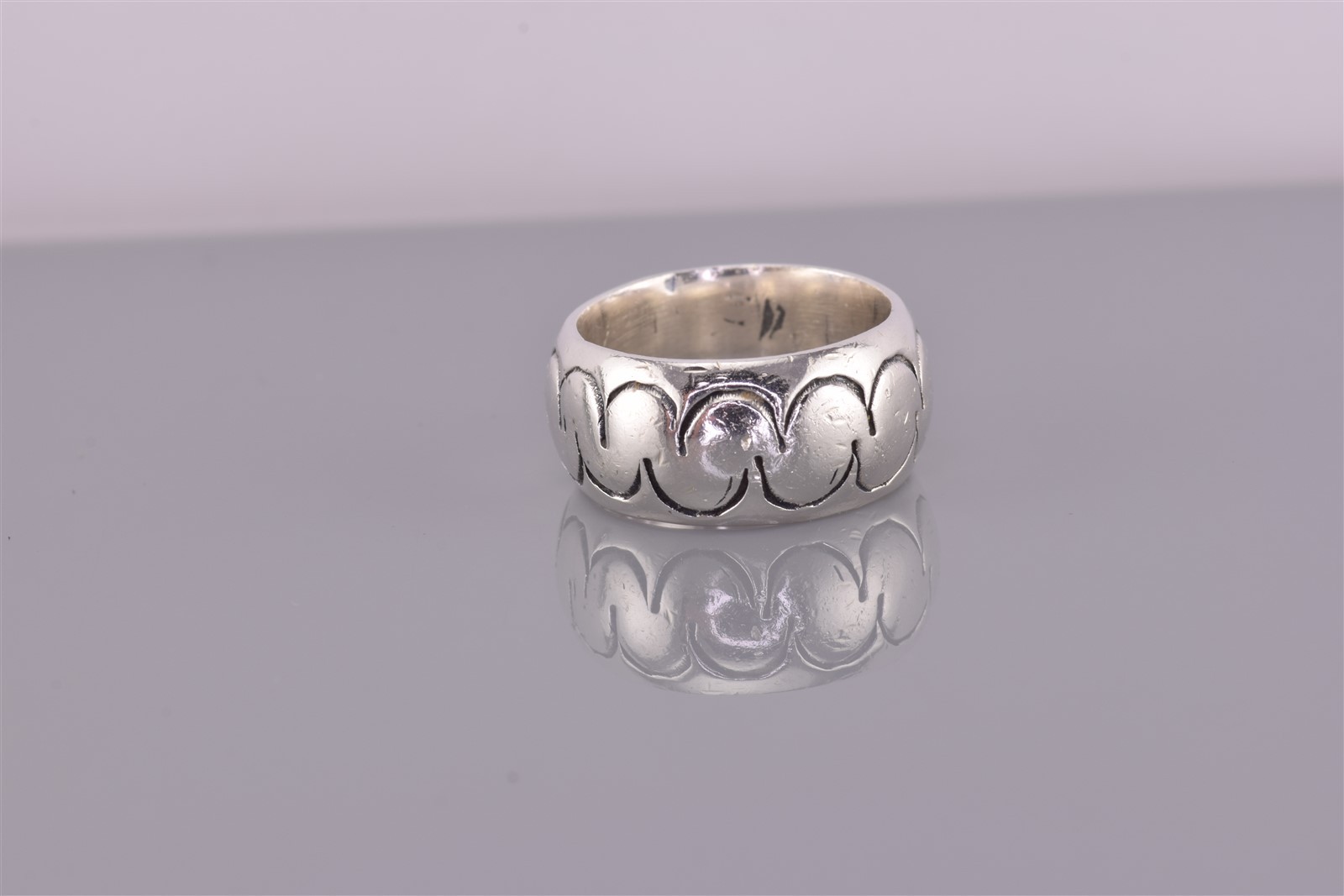 Sterling Silver 9mm Rounded Solid Over Under Carv… - image 7