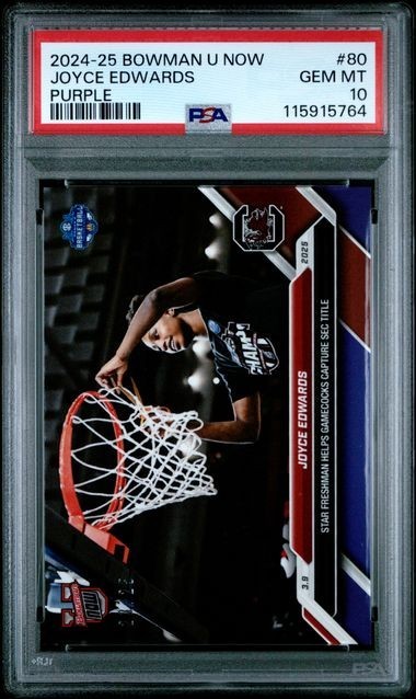 2024-25 Bowman University Now #80 Joyce Edwards - SEC Title Purple /25 PSA 10