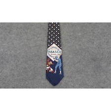 Tabasco Tie Mens Silk Navy Blue Classic Red All Over Print Baseball Hot Sauce