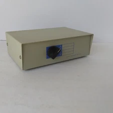 Vintage 4-Port Data Transfer Switch Box VGA & DIN Connectors A/B/C/D Selector