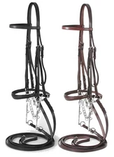 English Bridle - Weymouth Show Bridle & Reins - Black or Brown - Cob or Horse