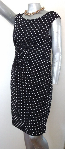 WOMAN CONNECTED SHEATH POLKA DOT KNEE DRESS Size 14 PULLOVER SLEEVELESS STRETCH - Picture 13 of 24
