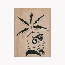 Mounted Rubber Stamp, Spaceman, Rocket Man, Futuristic Man, Outer Space, Space
