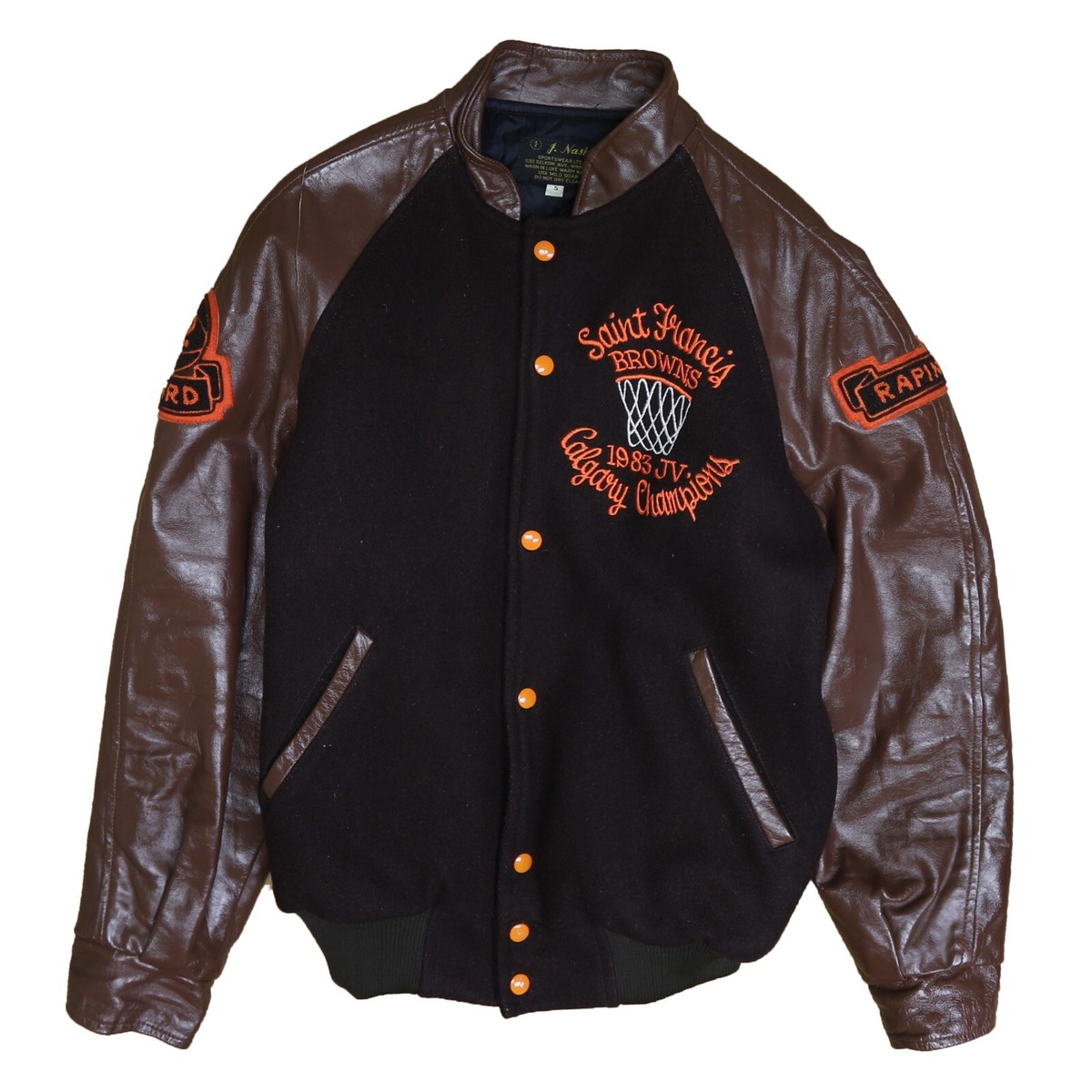 Vintage St Francis Browns Basketball Leather Wool Varsity Bomber