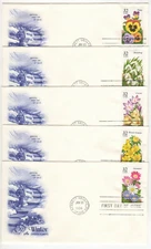 SSS:  5 Pcs  Artcraft FDC 1996  32c  Fall Garden Flowers  Bklt5      Sc# 2993-97