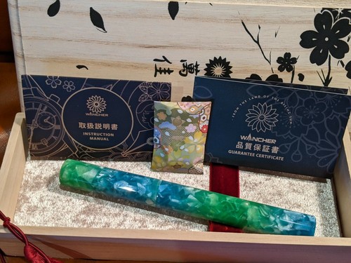 WANCHER KALEIDEO 10th ANNIVERSARY FOUNTAIN PEN green F SS nib. 925 silver end. - Picture 5 of 5