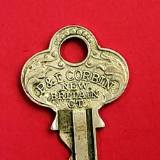 Vintage P & F Corbin Decorative Key New Britain CT 2" Marked NYC on back 