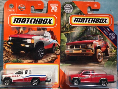 Matchbox '95 NISSAN Hardbody Pickup  Lot(2)  Red* ~ White/red/blue* Diecast  
