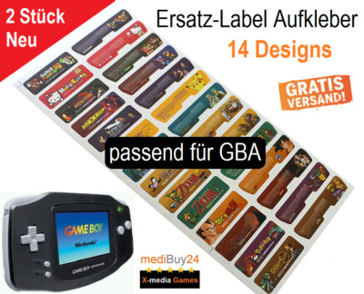 2x Aufkleber für Nintendo Game Boy Advance GBA Sticker Mario Zelda Pokemon NEU