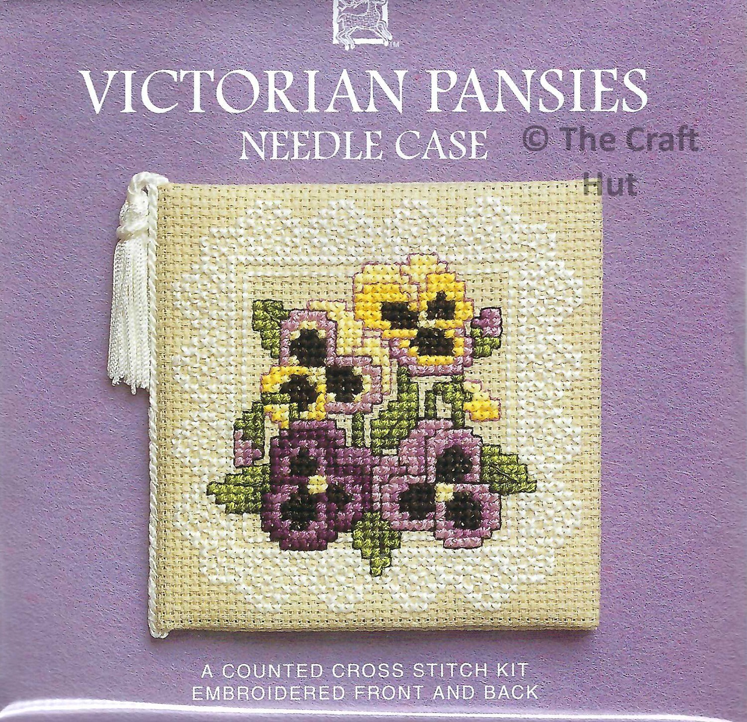 Textile Heritage Counted Cross Stitch Kit Needle Case Victorian Pansies New