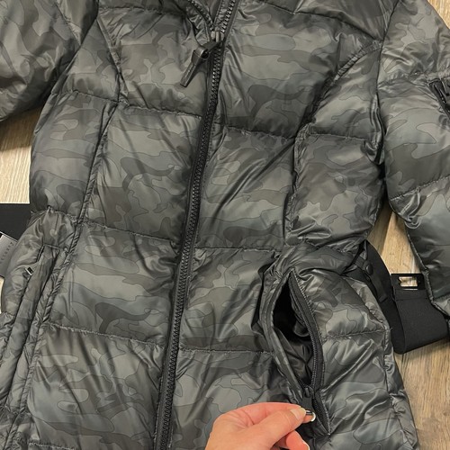 Sanctuary Down Puffer Coat Womens M Camo Parka Jacket Camouflage Quilted Belted - Picture 11 of 17