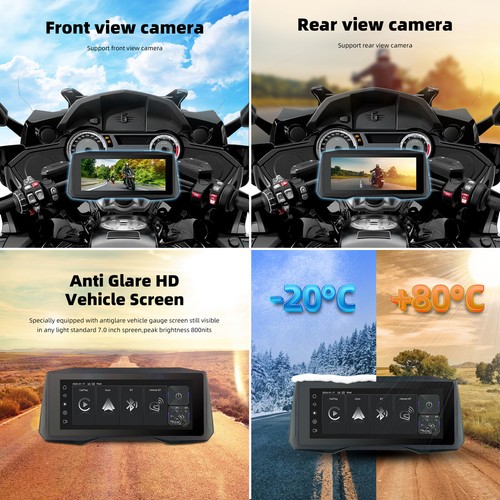 7" IPS Touch Screen Motorcycle Android Auto Navigator Wireless CarPlay w/Camera - Picture 13 of 17