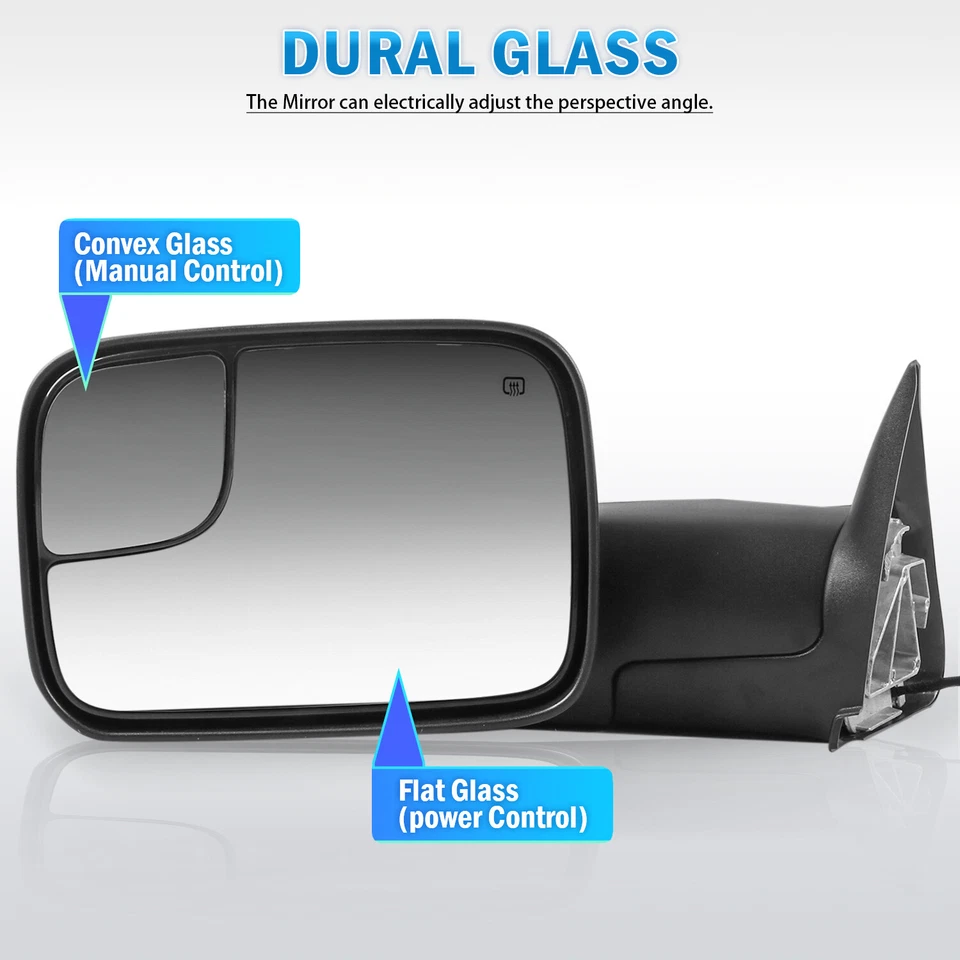 Passenger / Right Power Heated Tow Mirror For 1998-2001 Dodge Ram 1500 2500 3500 - Изображение 3 из 4