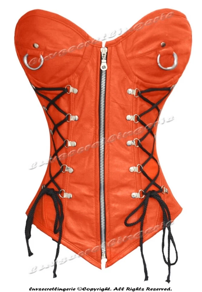 Corsé de entrenamiento de cintura deshuesada de doble acero resistente sobre busto de cuero #1217-LE Foto 2 de 4