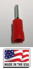  50 22-18 RED VINYL INSULATED PIN TERMINAL WIRE CRIMP CONNECTOR MADE IN USA