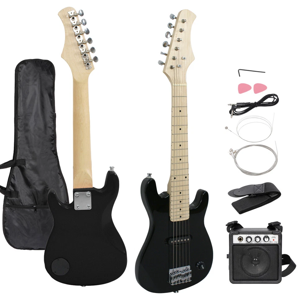 Kids Beginner Guitar With Amp Case 30" Electric Guitar Accessories Pack Black - Image 3 of 4