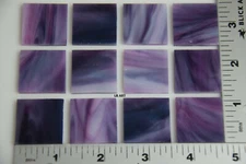 3328.30-12 WHITE, PURPLE, CRANBERRY PINK STREAKY 1" x 1" BULLSEYE GLASS 90 COE