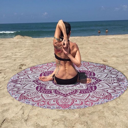 Bohemian Round Beach Tapestry Hippie Throw Yoga Mat Mandala Towel Indian Roundie - Picture 26 of 46